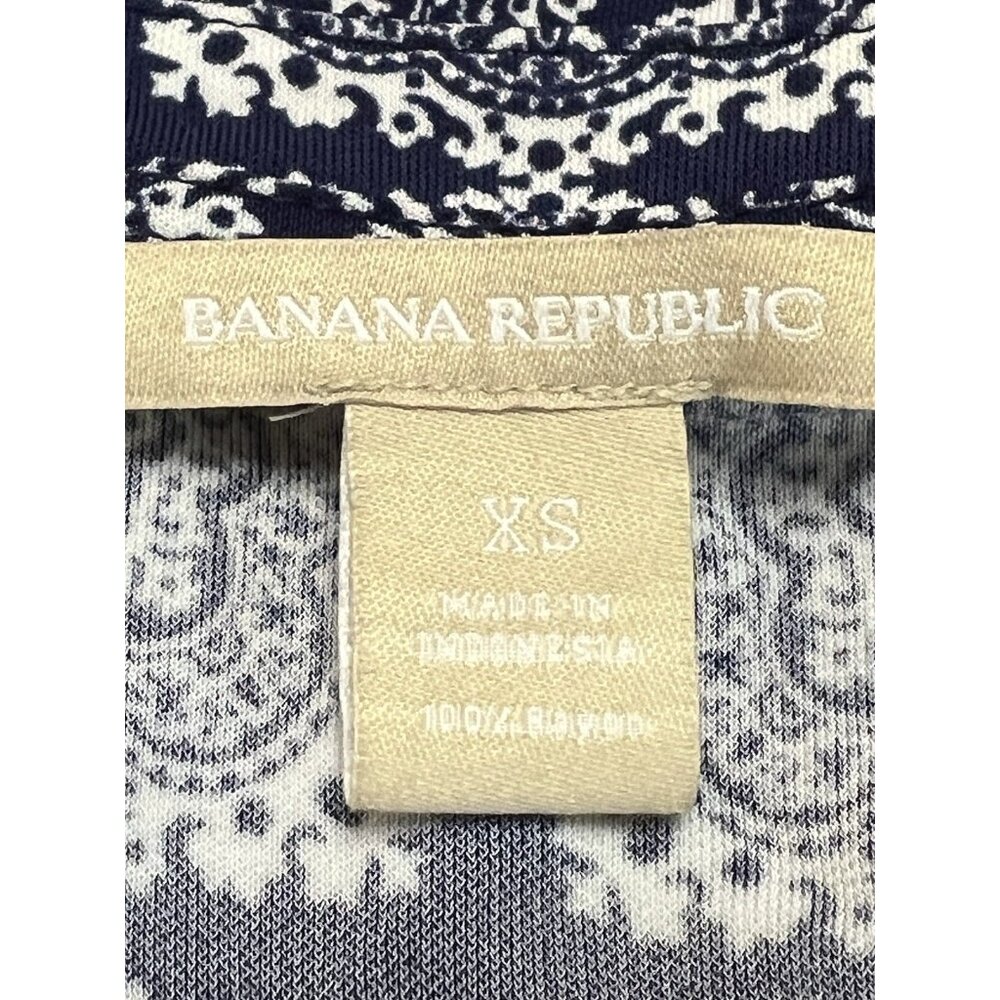 Banana Republic‎ Faux Wrap Dress Size XS Blue White Paisley Sleeveless Belted - Picture 9 of 16